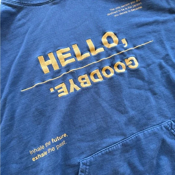 Mayfair Blue & Gold Hello Goodbye Women's Sweater Set with Gold Accents - Picture 6 of 10